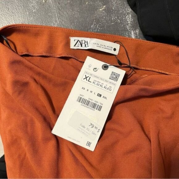 New With Tag Zara Belted Midi Dress Brown Size XL - Picture 4 of 9